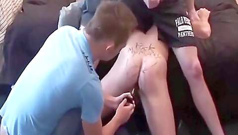 Sexy babe with huge tits gets fucked at a party