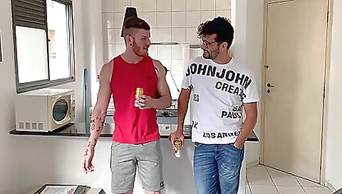 Sexy girlfriend with her boyfrie company and wet pussy