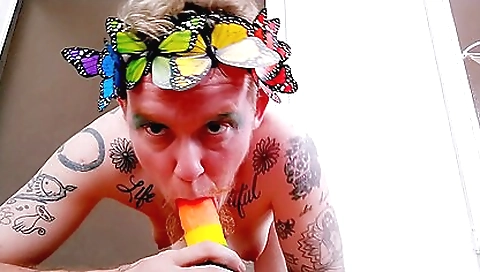 Sexy young chick fucks with a dildo